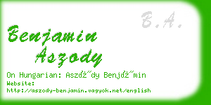 benjamin aszody business card